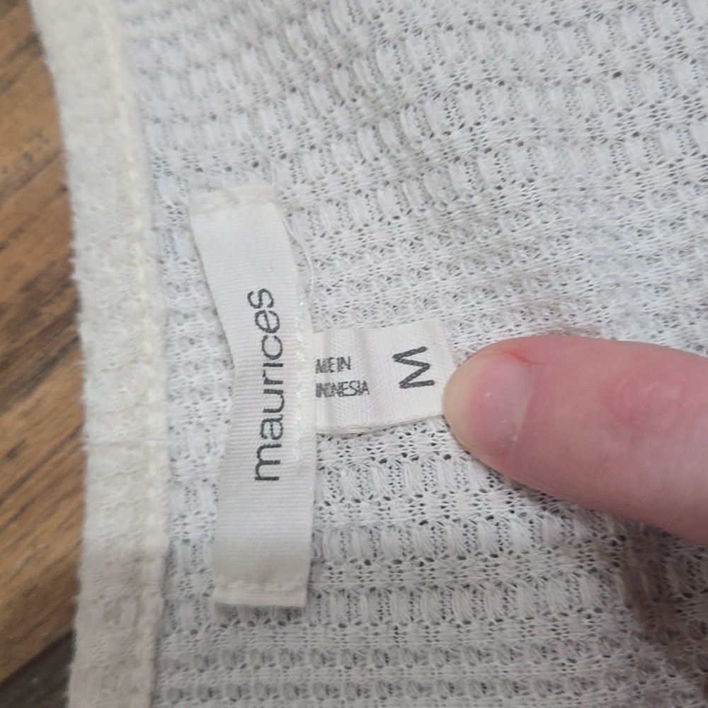 Maurices Fair Isle Cream and Gray Button Down Shirt - Picture 3 of 5